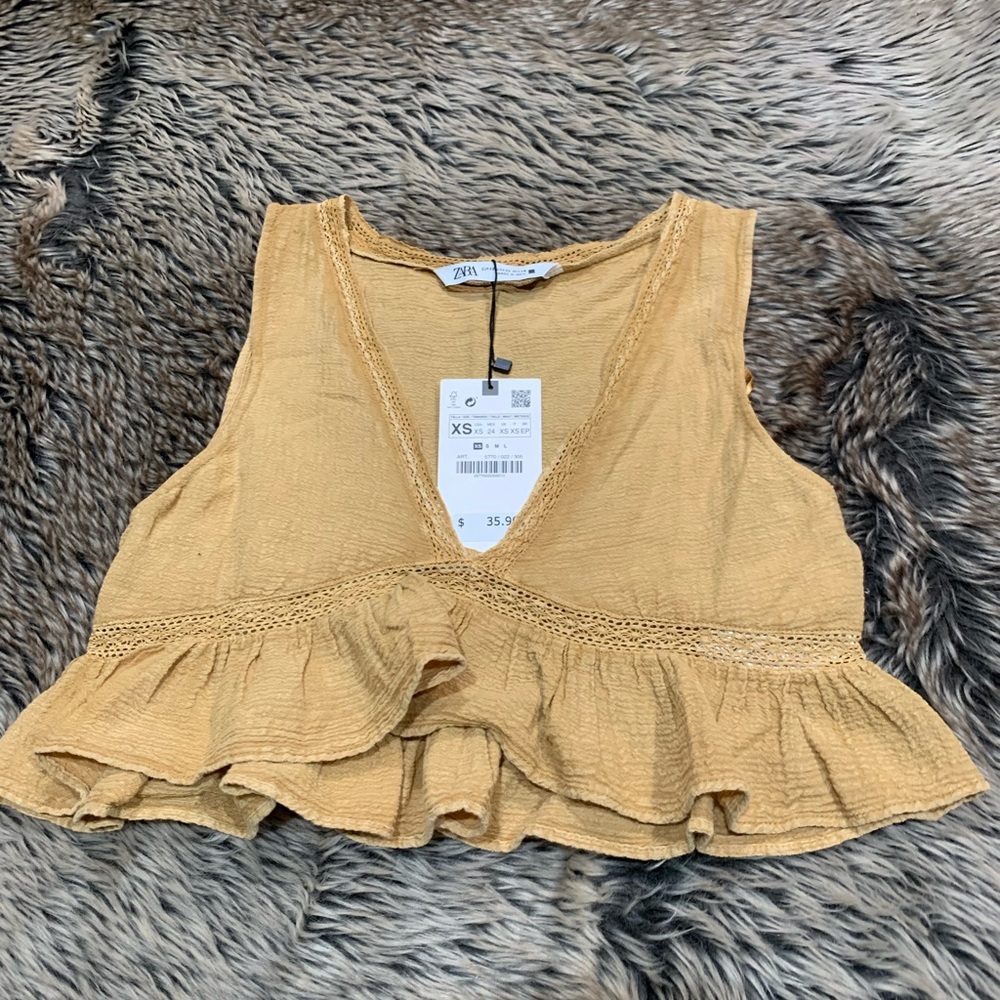 Zara crop top 100% cotton made in India “Boho” NWT